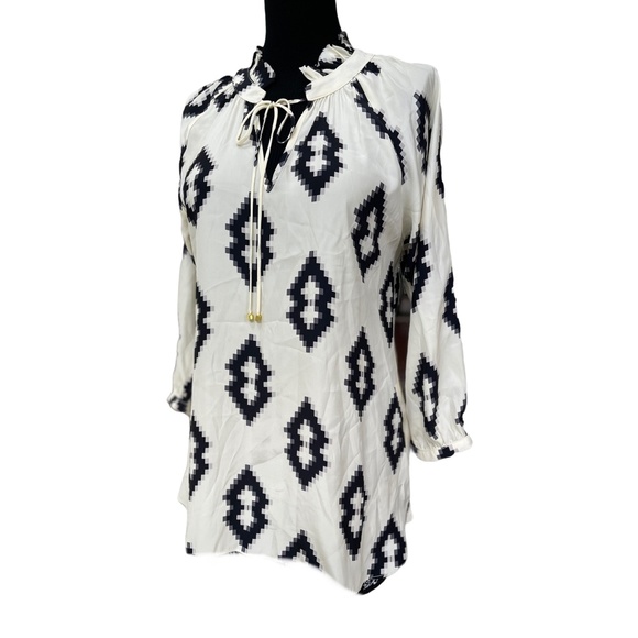 Britt Ryan Silk Geometric Print Blouse Size Medium - Picture 2 of 12